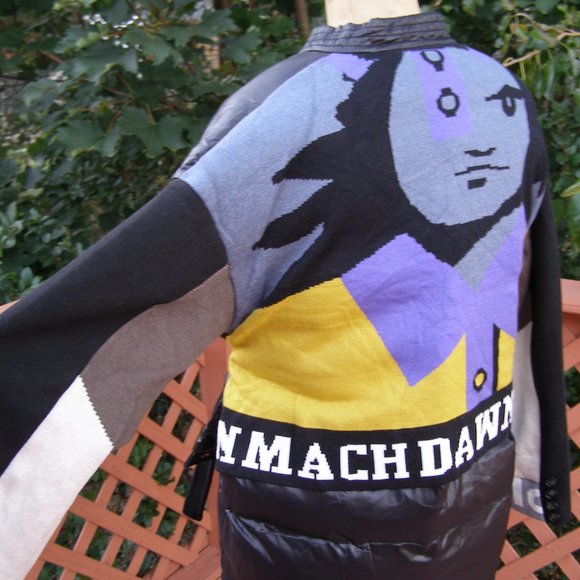 NEW size L/XL Kimono style mixed media puffer Jacket Anime comics w/belt - Picture 11 of 15